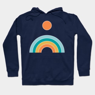 Retro geometric rainbow - teal and orange Hoodie